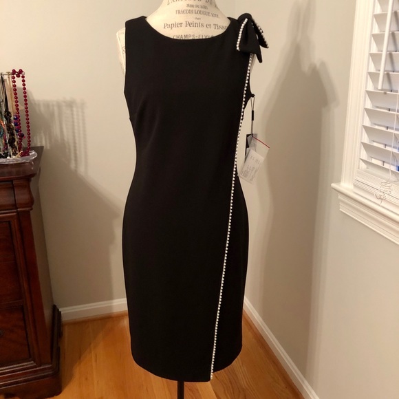 SOLD Karl Lagerfeld Black Pearl Trim Dress - Picture 2 of 6